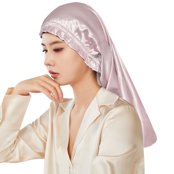 Utukky 100%蠶絲護髮髮帽 玫瑰粉/56cm (過肩長髮) 4573606044458