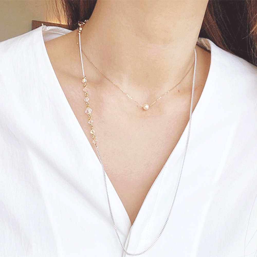 《韓國飾品》施華洛世奇925純銀珍珠項鍊 AC