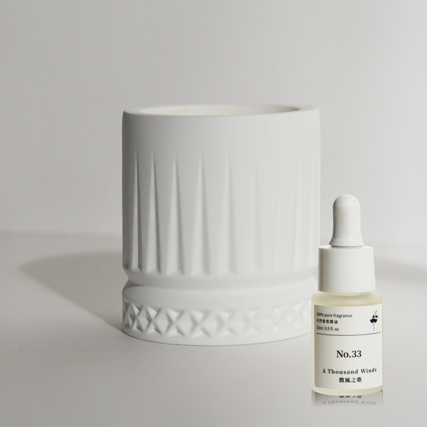 【辦公室香氛選品】簡約浮雕精油擴香石膏筆筒(冰紋/扇紋)