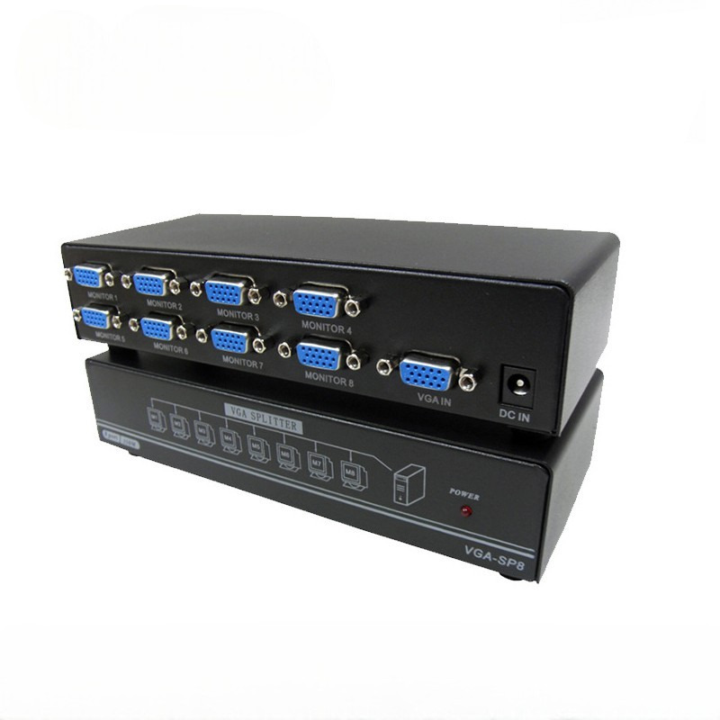 易控王】1x8 一進八出VGA 分配器◎頻寬350MHz◎全母頭◎1進8出(40-015