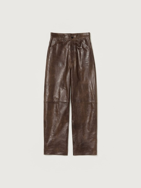 heavy lamb leather pants in dark brown - AURALEE FUJIN TREE 355