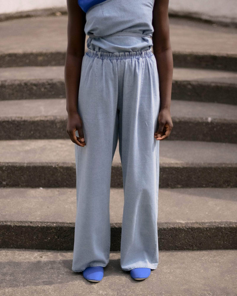 cravat pants in light blue wash