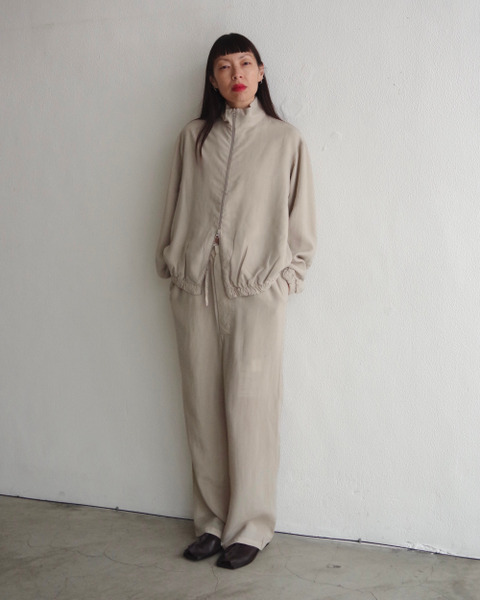 no.288 cupro drawstring trousers in stone