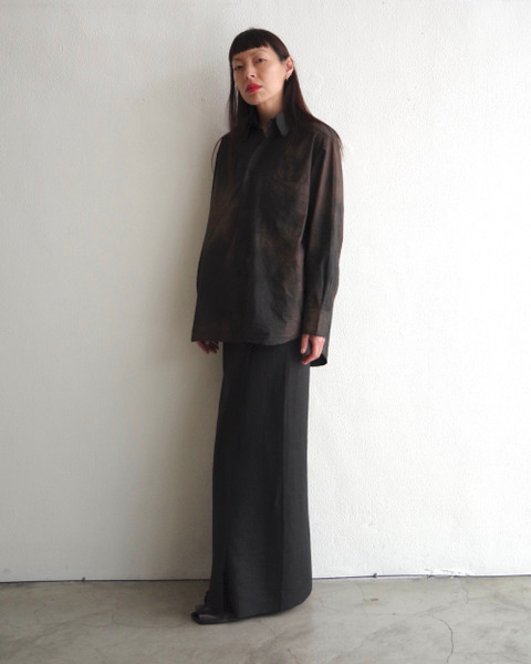 no.304 linen wrap skirt in black