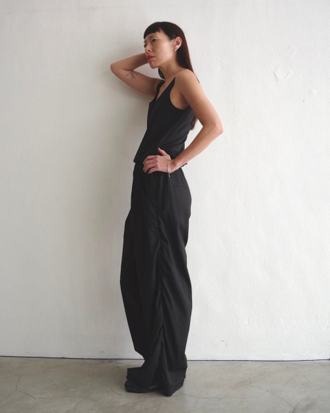 no.267 summer wool draped trousers in black
