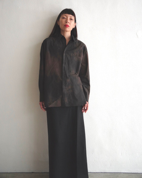 no.328 poplin oversized shirt in brown/black