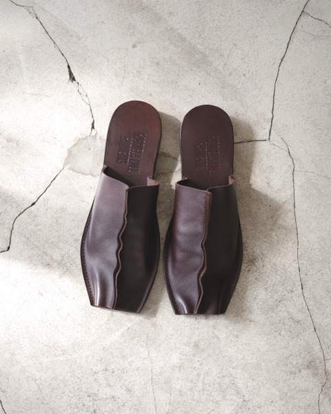 no.7 leather open toe babouche in brown