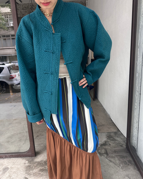 chinese quilted jacket in moss green