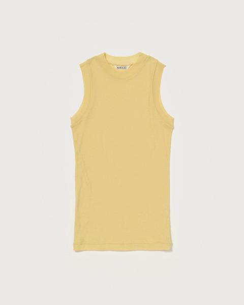 super high gauge sheer rib tank top in mustard