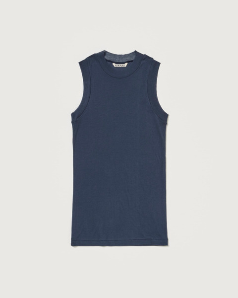 super high gauge sheer rib tank top in navy