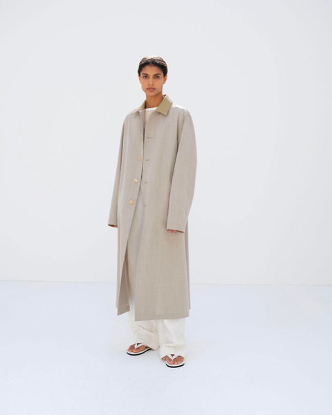 wool max canvas coat in top gray beige