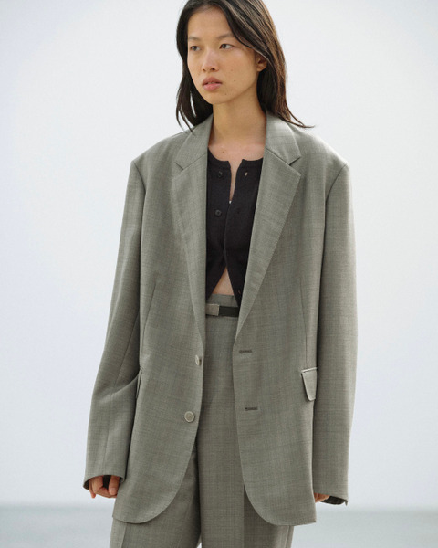 bluefaced wool jacket in khaki gray stripe