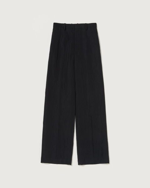 high-twist wool linen twill slacks in black