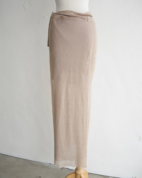 no.304 linen jersey wrap skirt in stone