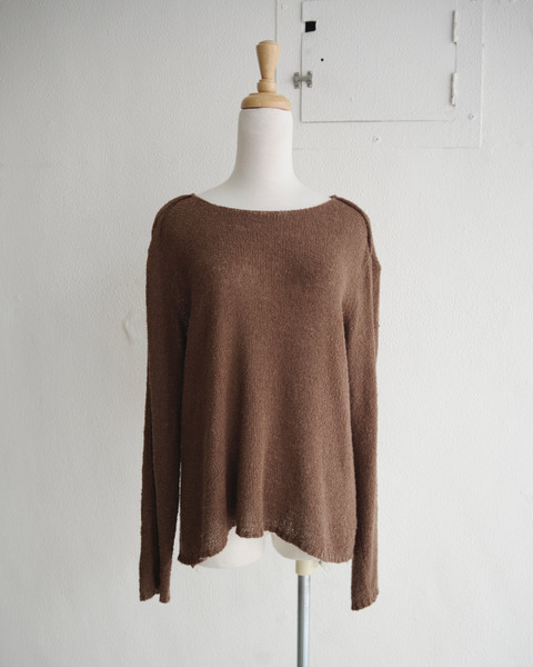 no.317 cotton cashmere knitted top in brown