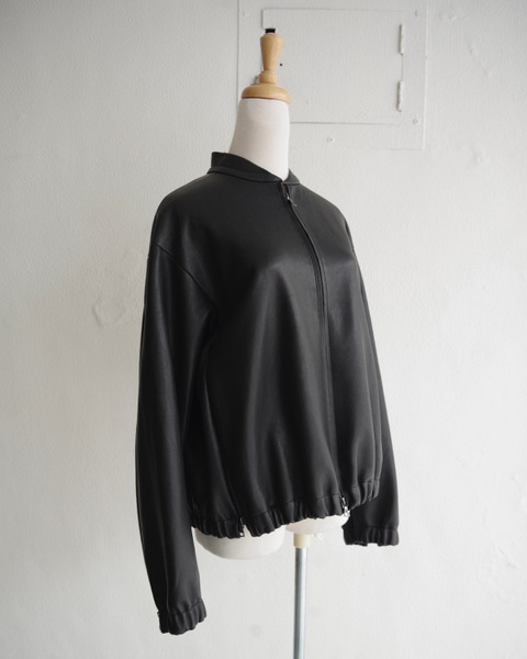 no.306 leather six zipper jacket in black