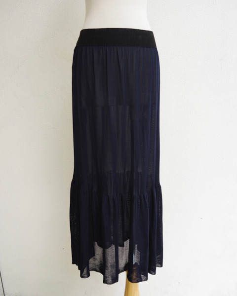 viscose ruffle skirt in navy