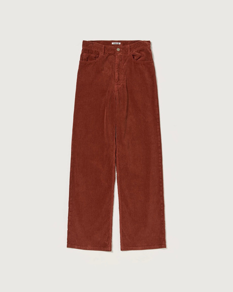 garment-dyed finx corduroy 5p wide pants in red brown