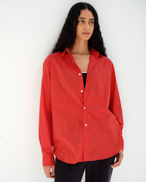 super fine cotton lawn shirt in red