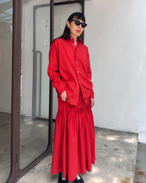 super fine cotton lawn shirt in red