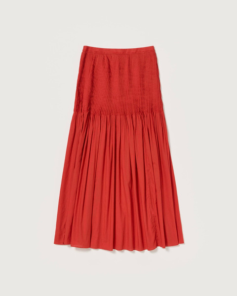 super fine cotton lawn pin-tuck skirt in red