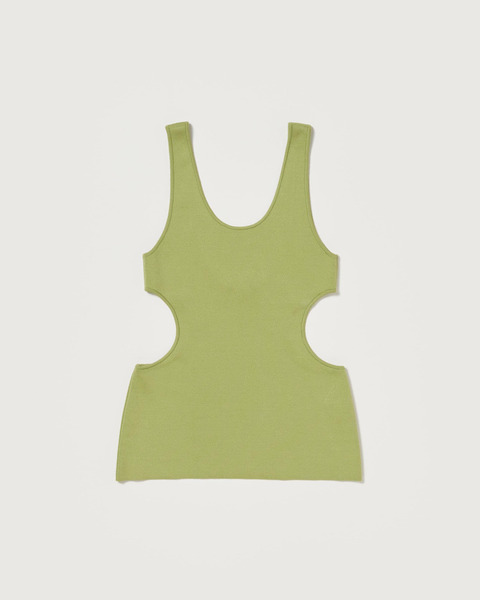 double faced silk cotton knit long tank in light green
