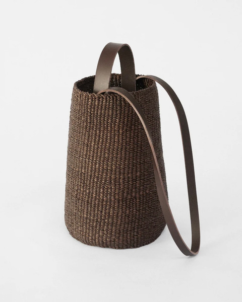 N.22.2 seau bucket bag - brown straw/brown leather
