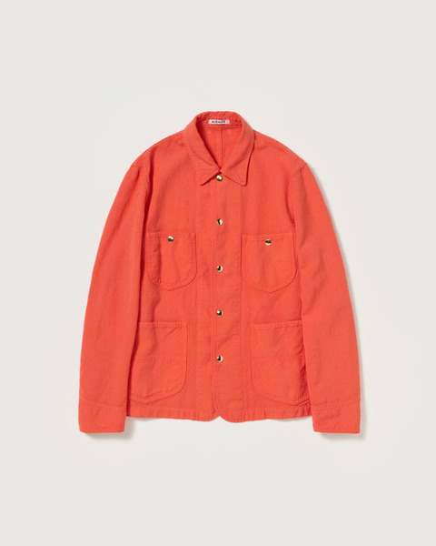 wool cotton linen ox work jacket in red orange
