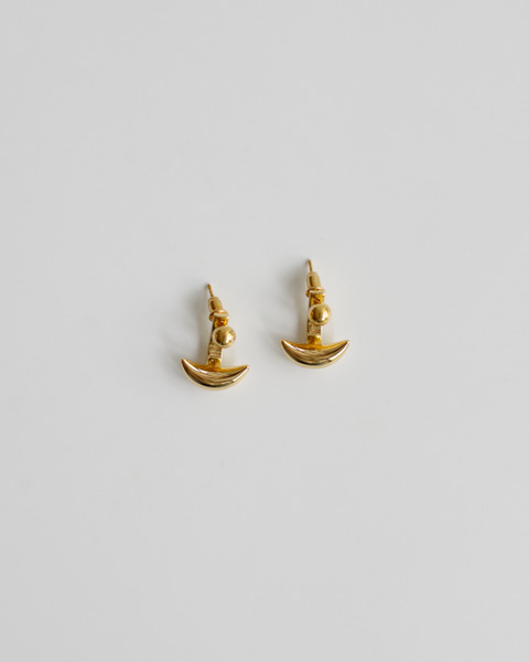 mini crescent earrings in gold