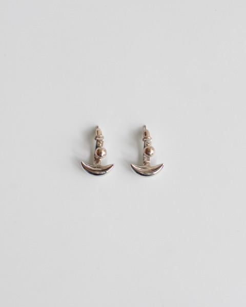 mini crescent earrings in silver