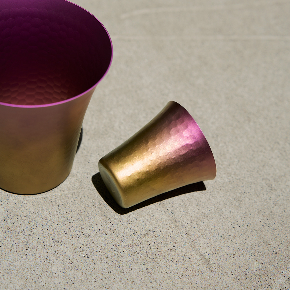 NEW COLOR］TSUCHI｜日本燕三条製鎚目紋純鈦清酒杯60ml Sunset