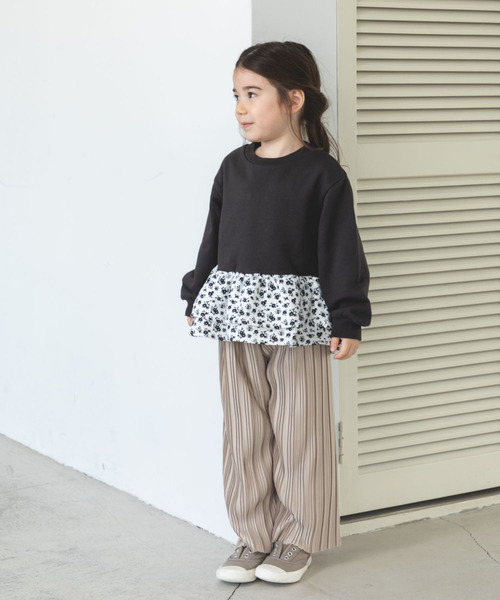 【現貨】Pairmanon 分層拼接設計感抓絨女孩大學Ｔ#黑花150