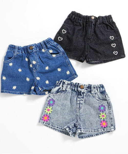 【現貨】日本 Breeze 刺繡小花朵牛仔短褲 #140cm