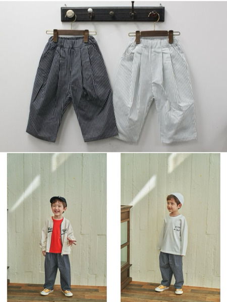 【現貨130】韓國 綠番茄 秋款直條打褶寬長褲