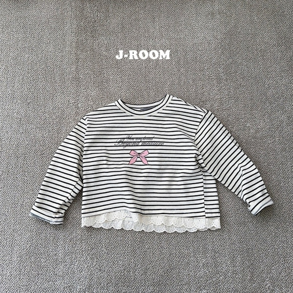 【現貨】韓國Jroom 可愛蝴蝶結下擺拼接蕾絲上衣