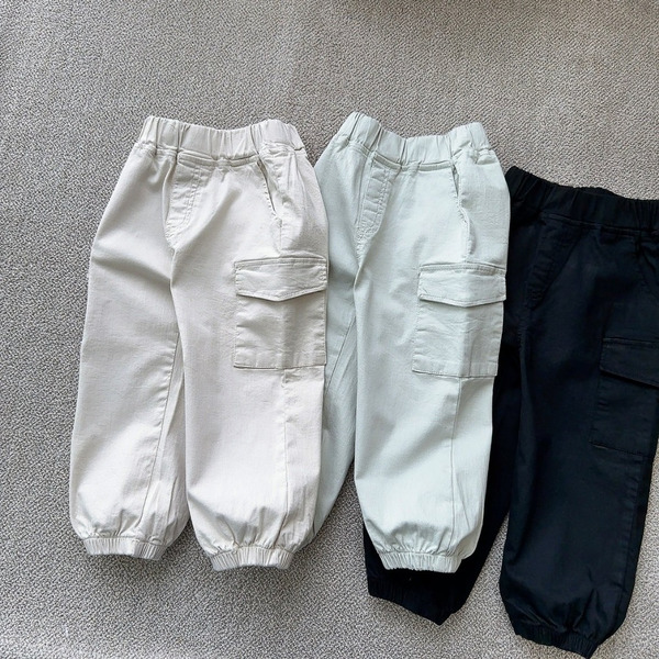 【現貨】韓國Jroom 秋款工裝縮口長褲-米白100cm