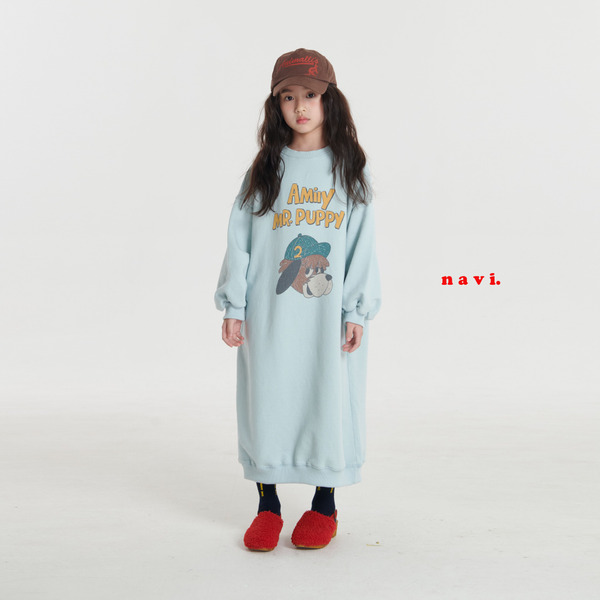 【現貨90】韓國NAVI 小狗長版連身裙
