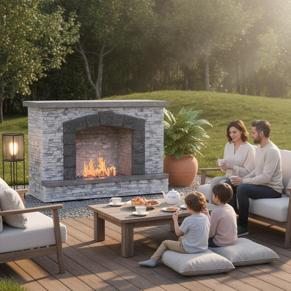 Prokan 67" European Ledge Outdoor Propane Fireplace