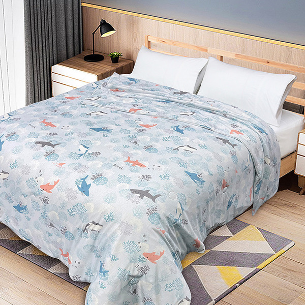 INDIAN 雪肌涼感紗夏涼被-鯊魚伊甸園
