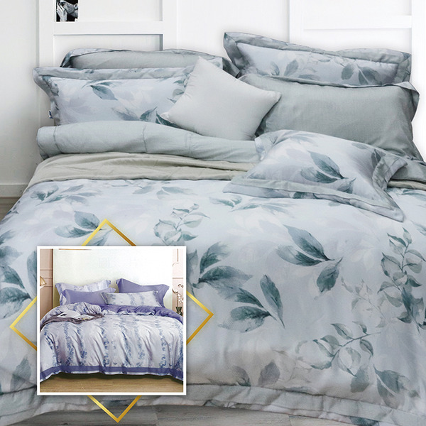 FITNESS  100%純天絲頂級60S雙人七件式床罩組-2款任選