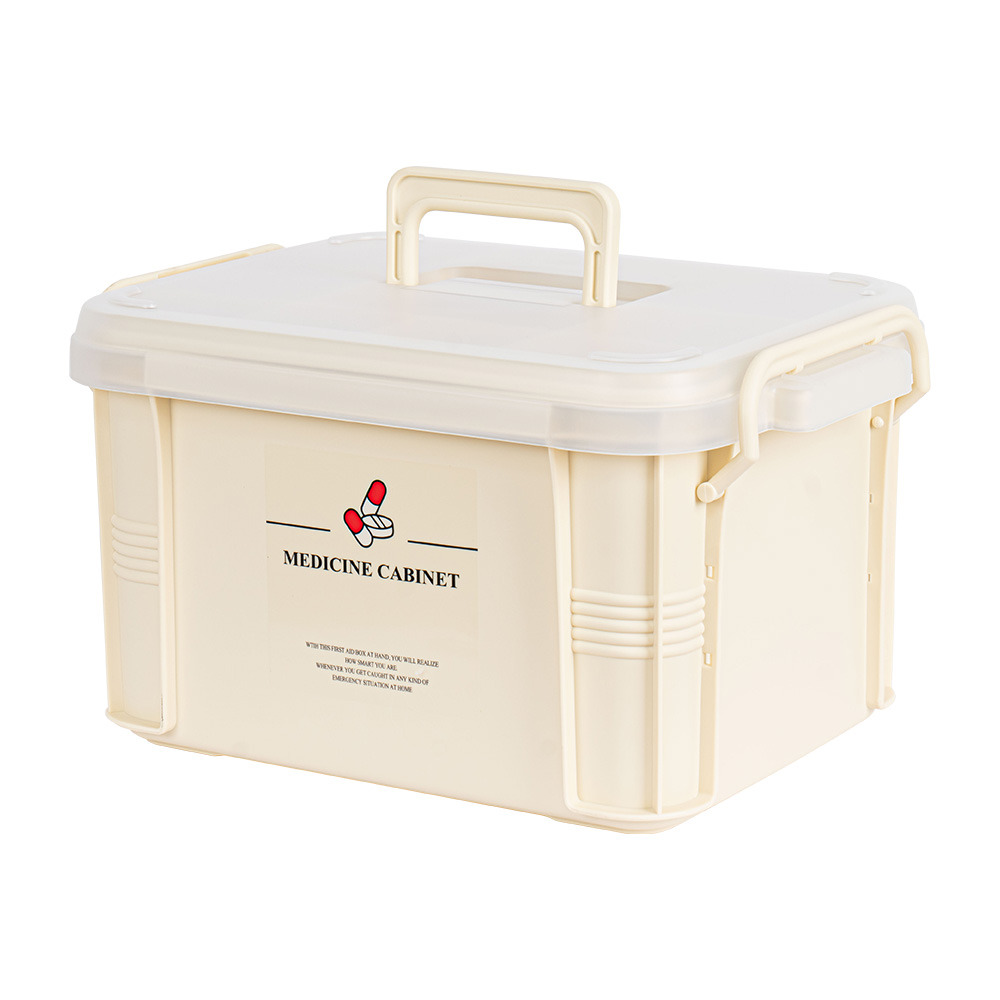 家用醫藥箱 急救箱 醫療箱 藥品收納箱 藥箱收納盒-米黃大號