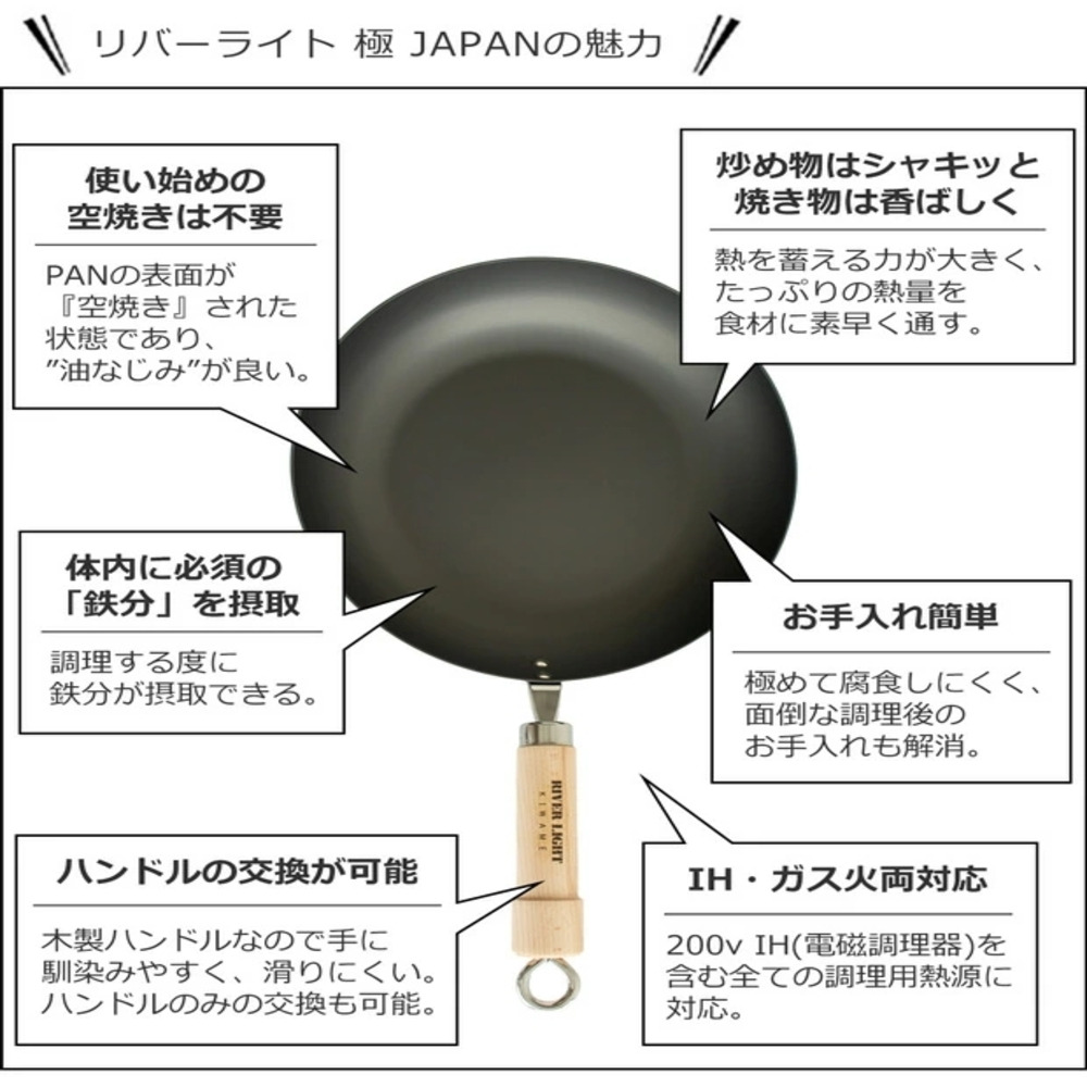 日本製 River Light 極 JAPAN系列 鑄鐵炒鍋