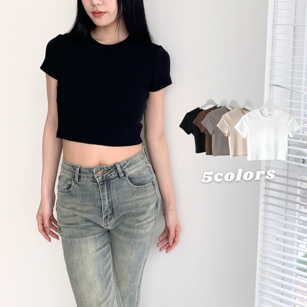 PURPLE-好穿到不行 圓領短版T 短袖上衣*6色