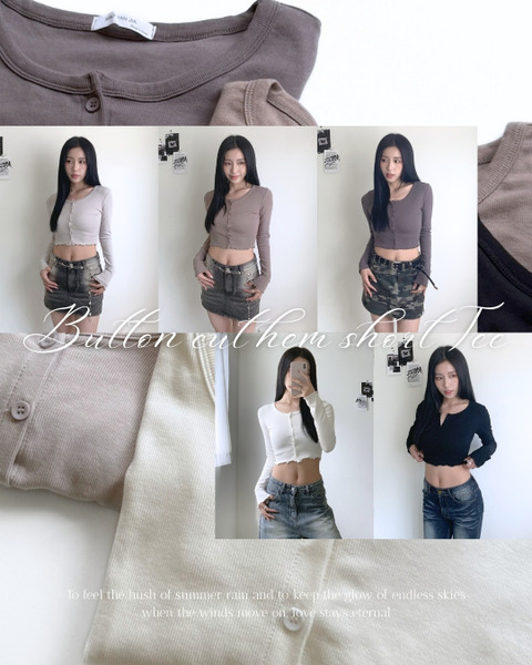 PURPLE-排扣捲邊短版tee(現貨)