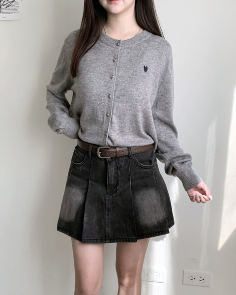 PURPLE-甜酷學姊 復古牛仔百褶短裙*2色(現貨)