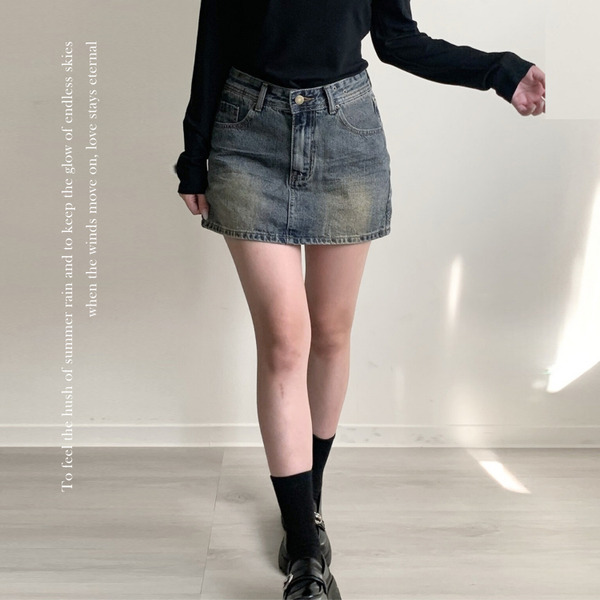 PURPLE-辣妹必收的刷色A字短裙*2色(現貨)