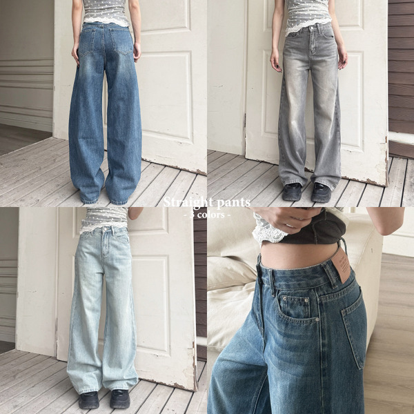 PURPLE-水洗刷色寬版直筒褲*3色(現貨)