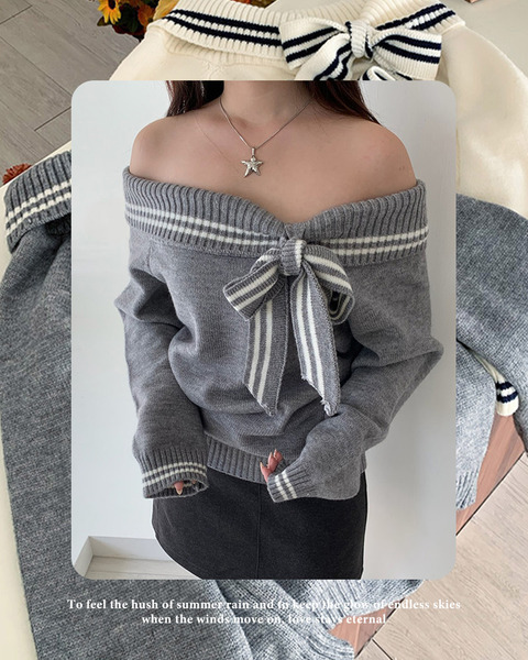 PURPLE-學院甜心 條紋綁帶上衣*2色(現貨)