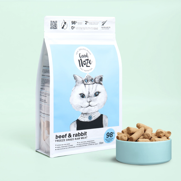 紐西蘭 Goodnoze｜貓咪凍乾主食【牛肉+兔肉】350g