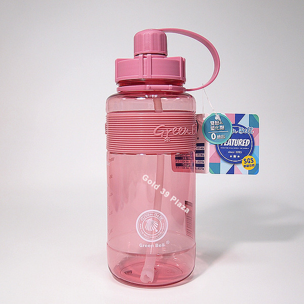 綠貝精選彈跳吸管太空壺(附背帶)1000ml-粉